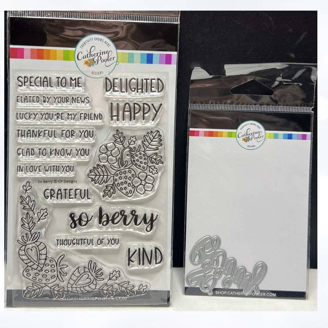Catherine Pooler SO BERRY Strawberry Fruit Rubber Stamps Die