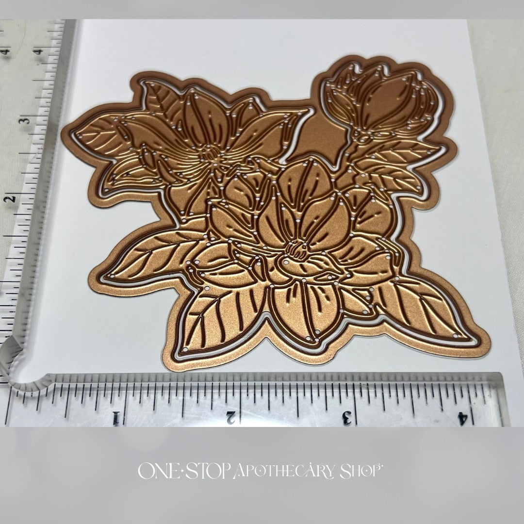 Spellbinders Glimmer MAGNOLIA BLOOMS Sweet Border Flowers Hot Foil Plates Dies
