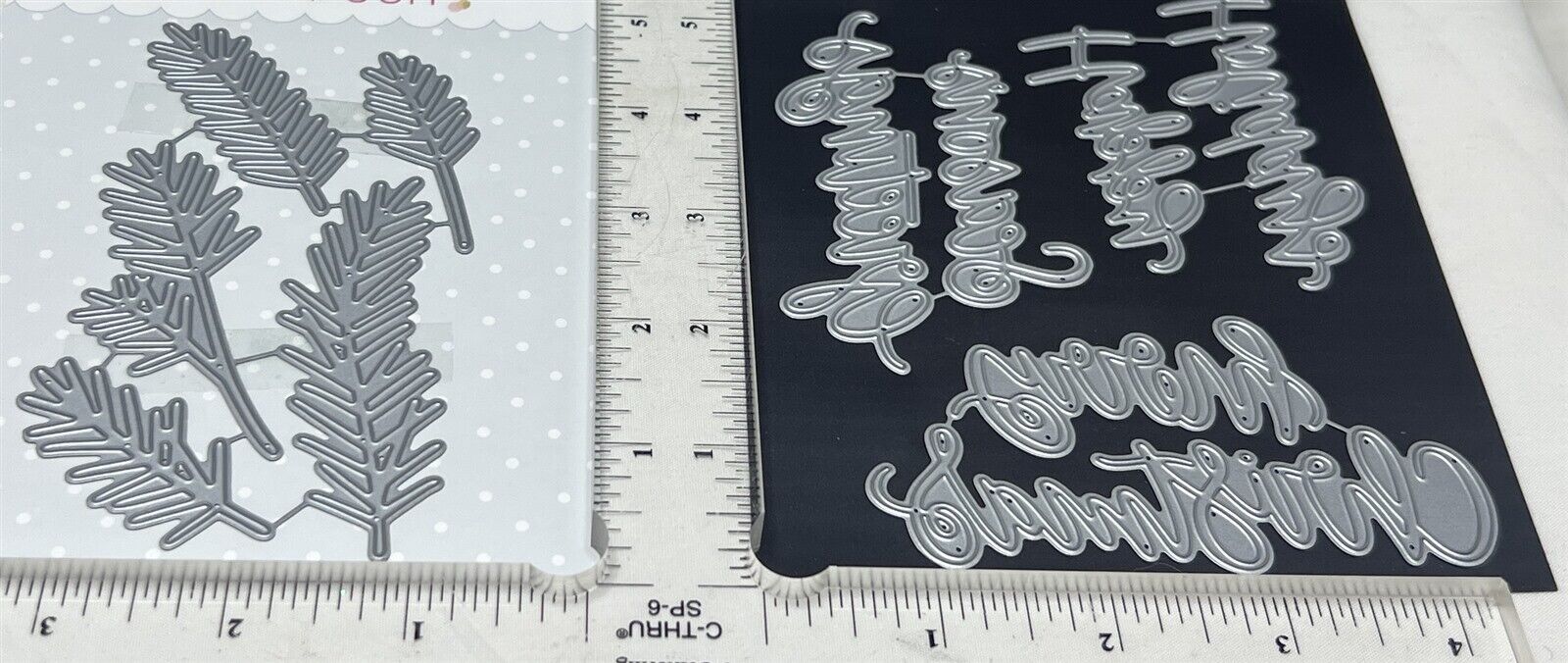 Pretty Pink Posh PINE SPRIGS Christmas Greetings Holiday Dies Lot