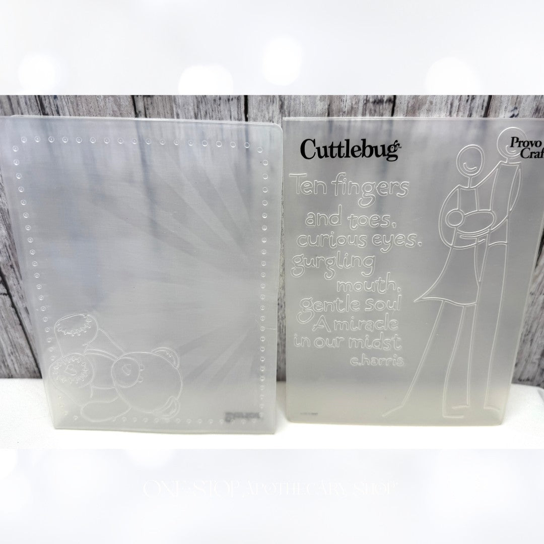Cuttlebug WEDDING & BABY Shower Cake Bride Groom Embossing Folders Lot of 4