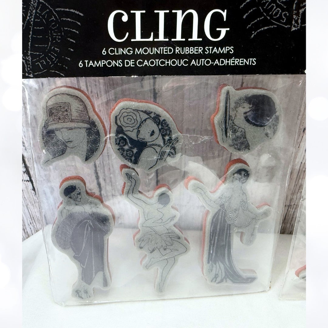 Graphic 45 POSTCARDS Vintage Ladies Rubber Stamps