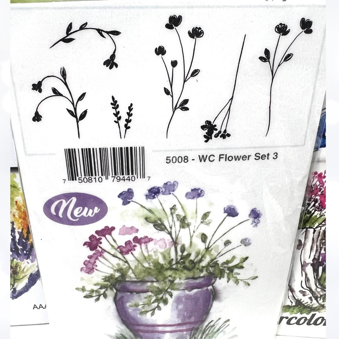 Art Impressions FLOWERS Watercolor Floral Sets 1, 2, & 3 Rubber Stamps Lot
