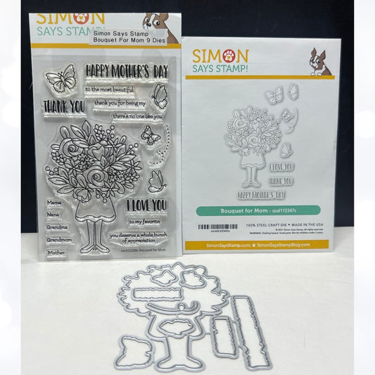 Simon Says Stamp BOUQUET FOR MOM Mothers Day Rubber Stamps Dies