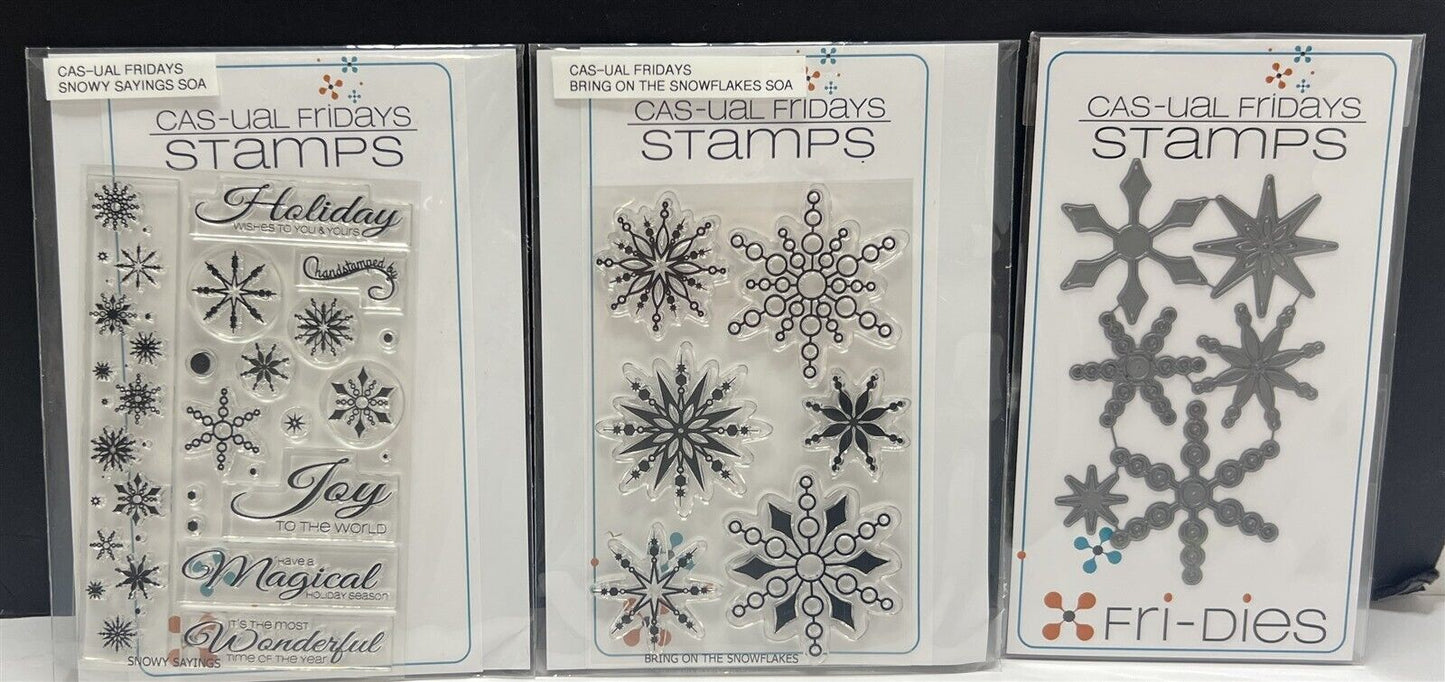 Cas-ual Fridays BRING ON THE SNOWFLAKES Snowy Sayings Christmas Rubber Stamps