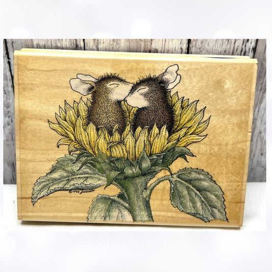 House Mouse SUNFLOWER SMOOCHE Fall Autumn Mice Rubber Stamp