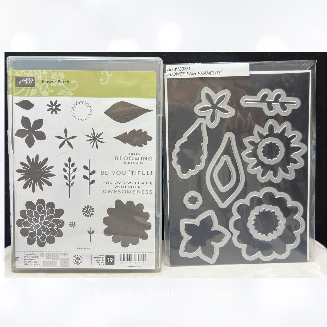 Stampin Up FLOWER PATCH Fair Rubber Stamps Framelits Dies