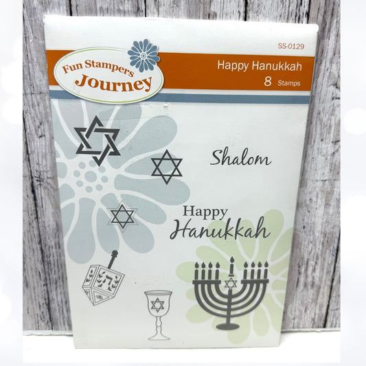 Fun Stampers Journey HAPPY HANUKKAH Jewish Menorah Rubber Stamps