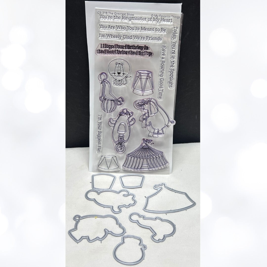 My Favorite Things THE GREATEST SHOW Circus Birthday Animals Rubber Stamps Dies