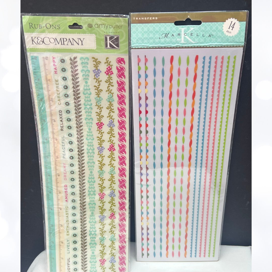 K & Company RUB-ONS Embellishments Flowers Borders 12 Inch Lot of 8