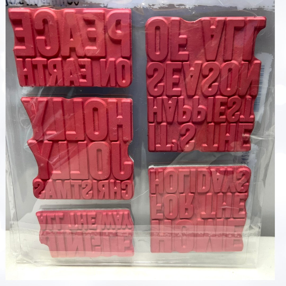 Tim Holtz BOLD TIDINGS Christmas Greetings Rubber Stamps Sets 1,2,3 & 4