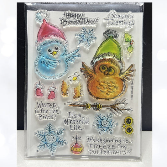 Stampendous SNOW BIRD Christmas Holiday Rubber Stamps