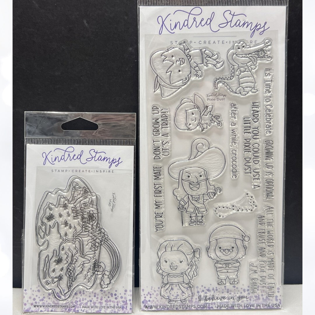 Kindred Stamps PIXIE DUST Peter Pan Disney Tinkerbell Map Rubber Stamps
