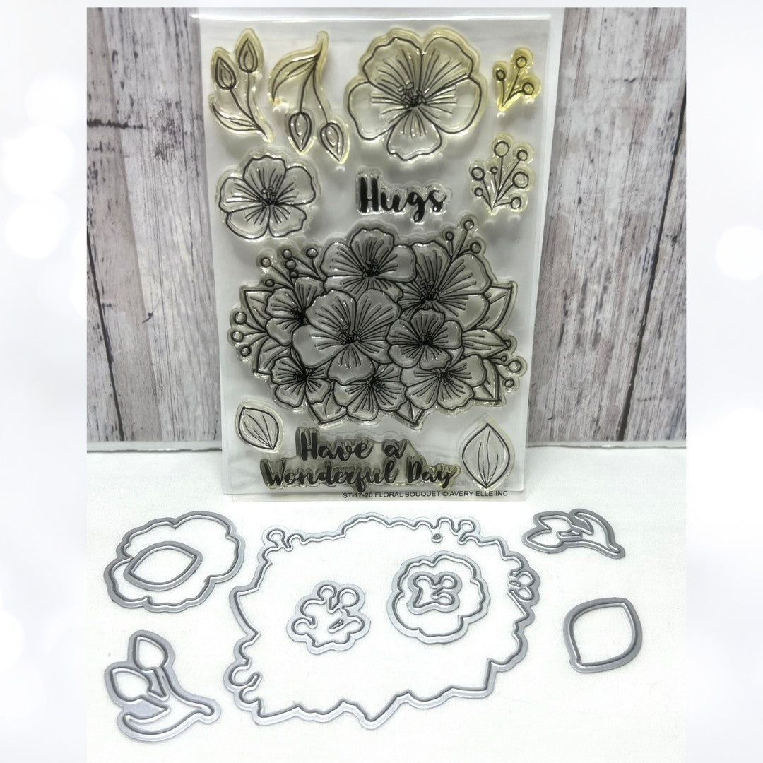 Avery Elle FLORAL BOUQUET Flowers Hydrangea Rubber Stamps Dies