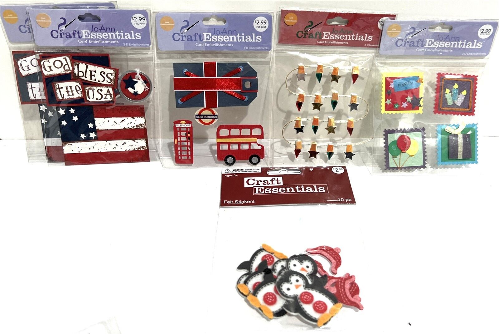 Jo-Ann Craft Essentials Holidays Flip Flops Halloween Christmas 3D Stickers Lot