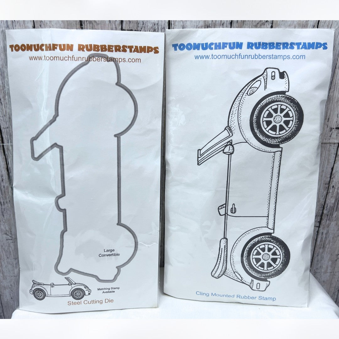 ToomuchFun CONVERTIBLE Car Travel Too Much Fun Rubber Stamps Die Large