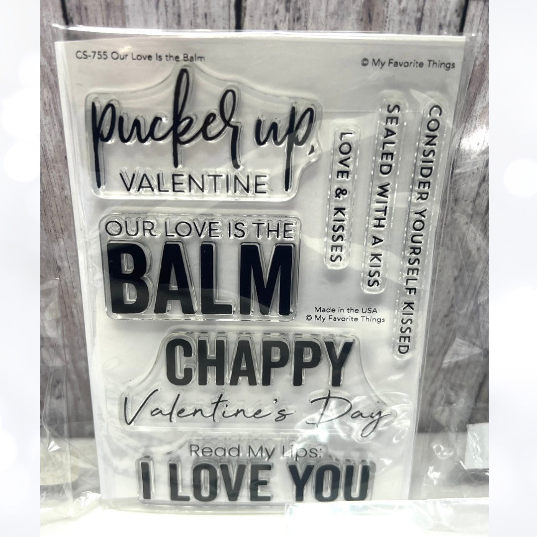 My Favorite Things LIP BALM Window Rip Strips Valentines Rubber Stamps Dies