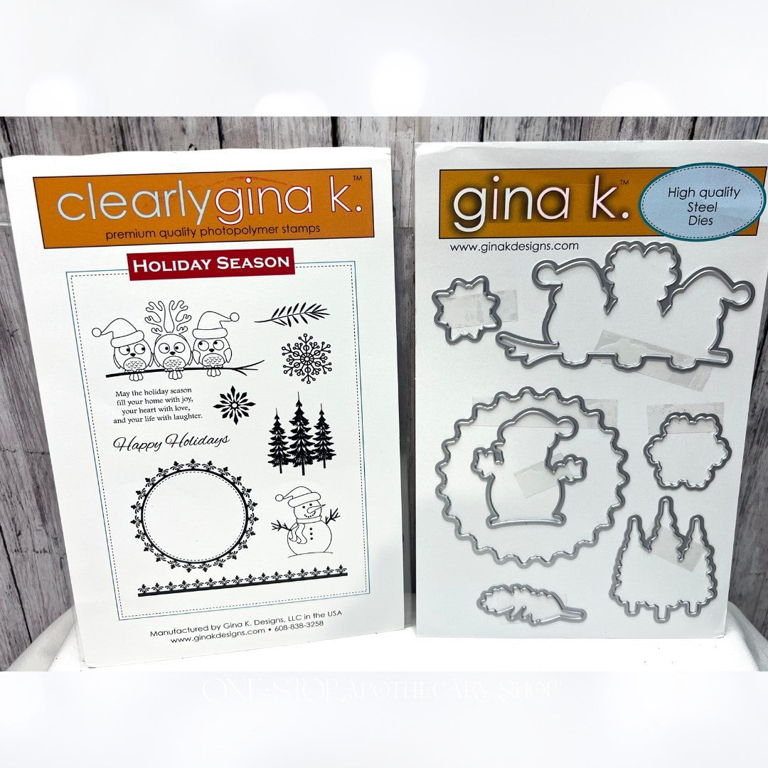 Gina K Designs HOLIDAY SEASON Owls Snowman Christmas Rubber Stamps Dies