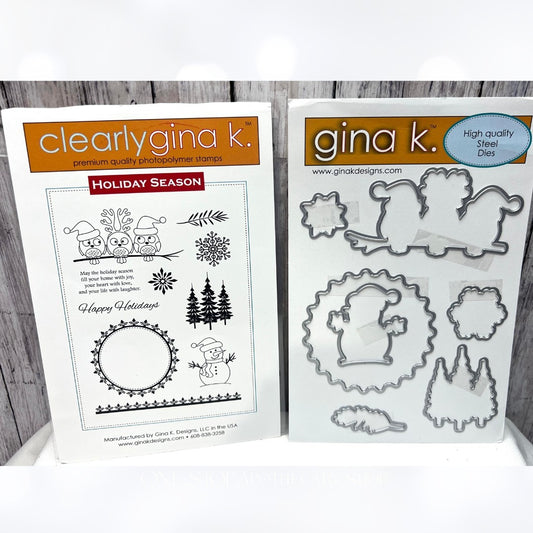 Gina K Designs HOLIDAY SEASON Owls Snowman Christmas Rubber Stamps Dies