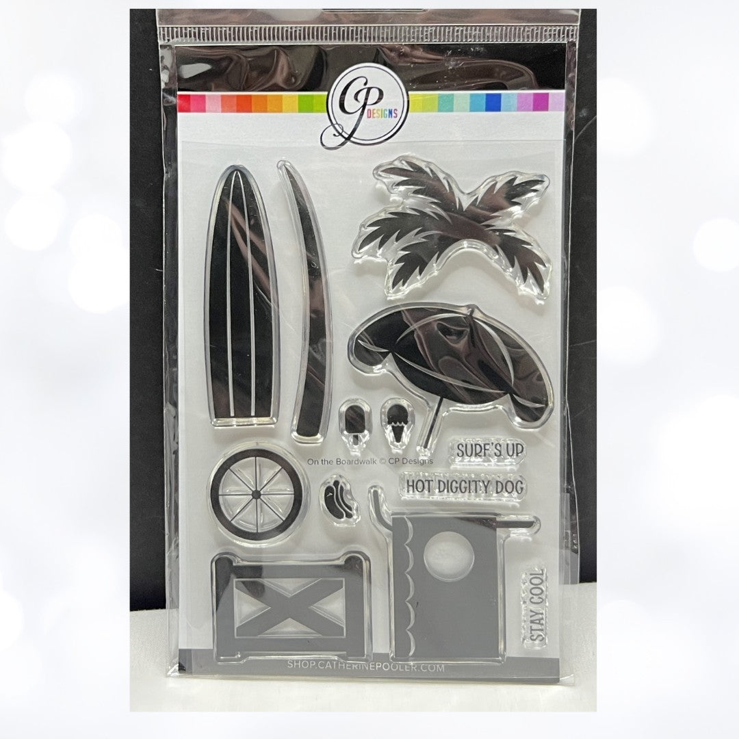 Catherine Pooler ON THE BOARDWALK Food Cart Beach Vacation Rubber Stamps