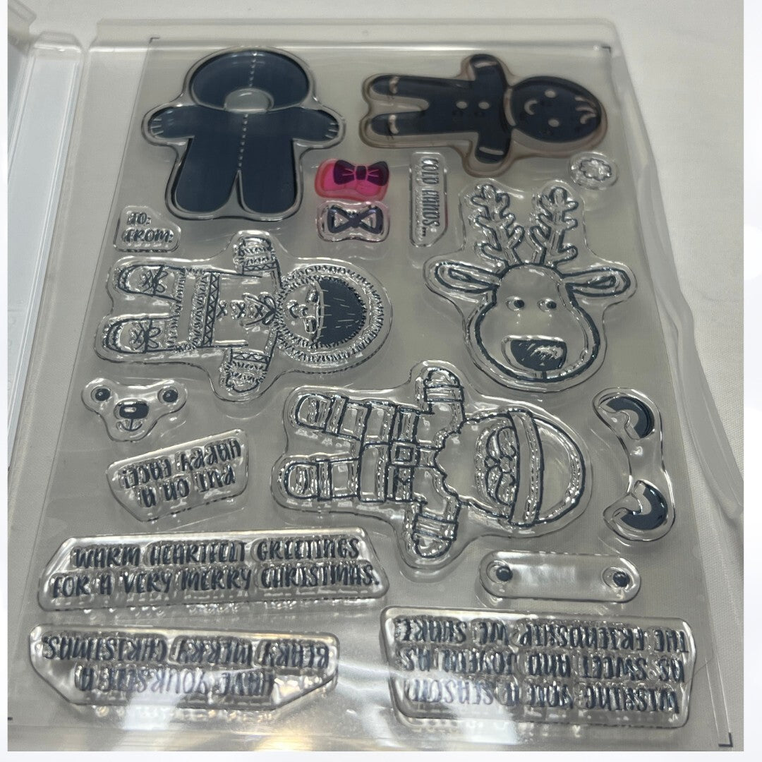 Stampin Up COOKIE-CUTTER Christmas Santa Gingerbread Rubber Stamps