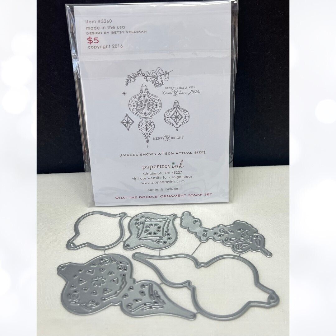 Papertrey Ink ORNAMENT What The Doodlle Christmas Rubber Stamps Dies