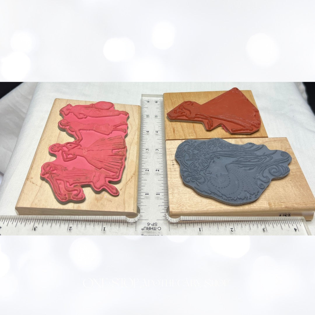 VINTAGE LADIES Fashion Lady Mixed Media Rubber Stamps Lot of 3