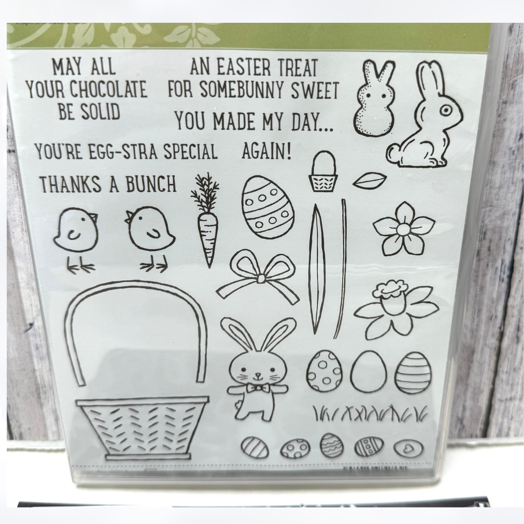 Stampin Up BASKET BUNCH Builder Easter Rubber Stamps Framelits Dies