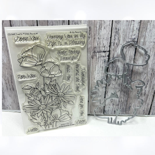 My Favorite Things FRESHLY PICKED BOUQUET Flowers Floral Rubber Stamps Die