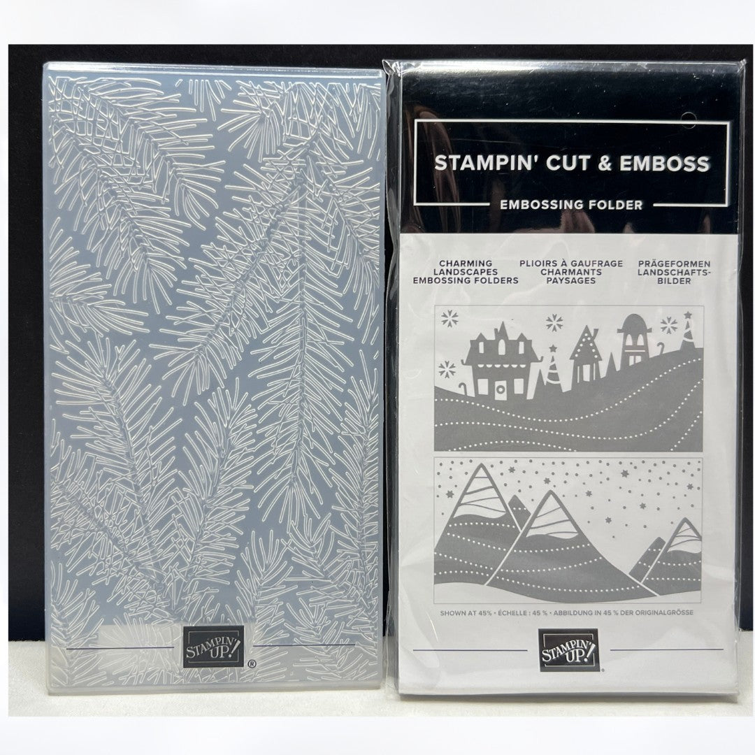 Stampin Up CHARMING LANDSCAPES Christmas Wintry Pine 3D Embossing Folders