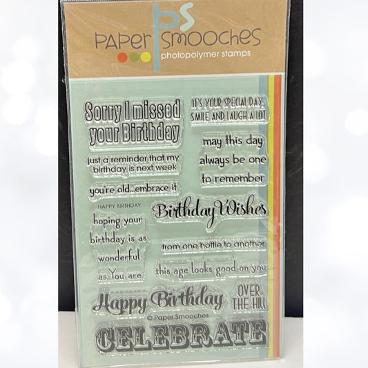 Paper Smooches HAPPY BIRTHDAY Sentiments Greetings Rubber Stamps