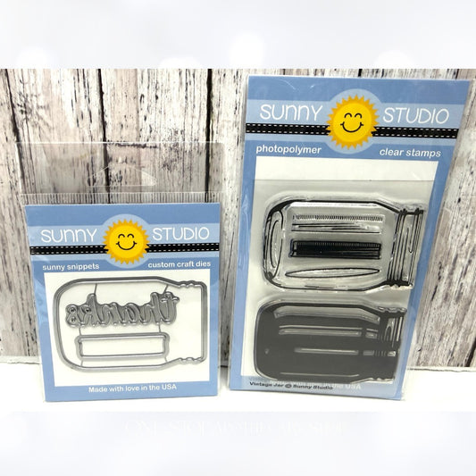 Sunny Studios VINTAGE JAR Mason Rubber Stamps Dies