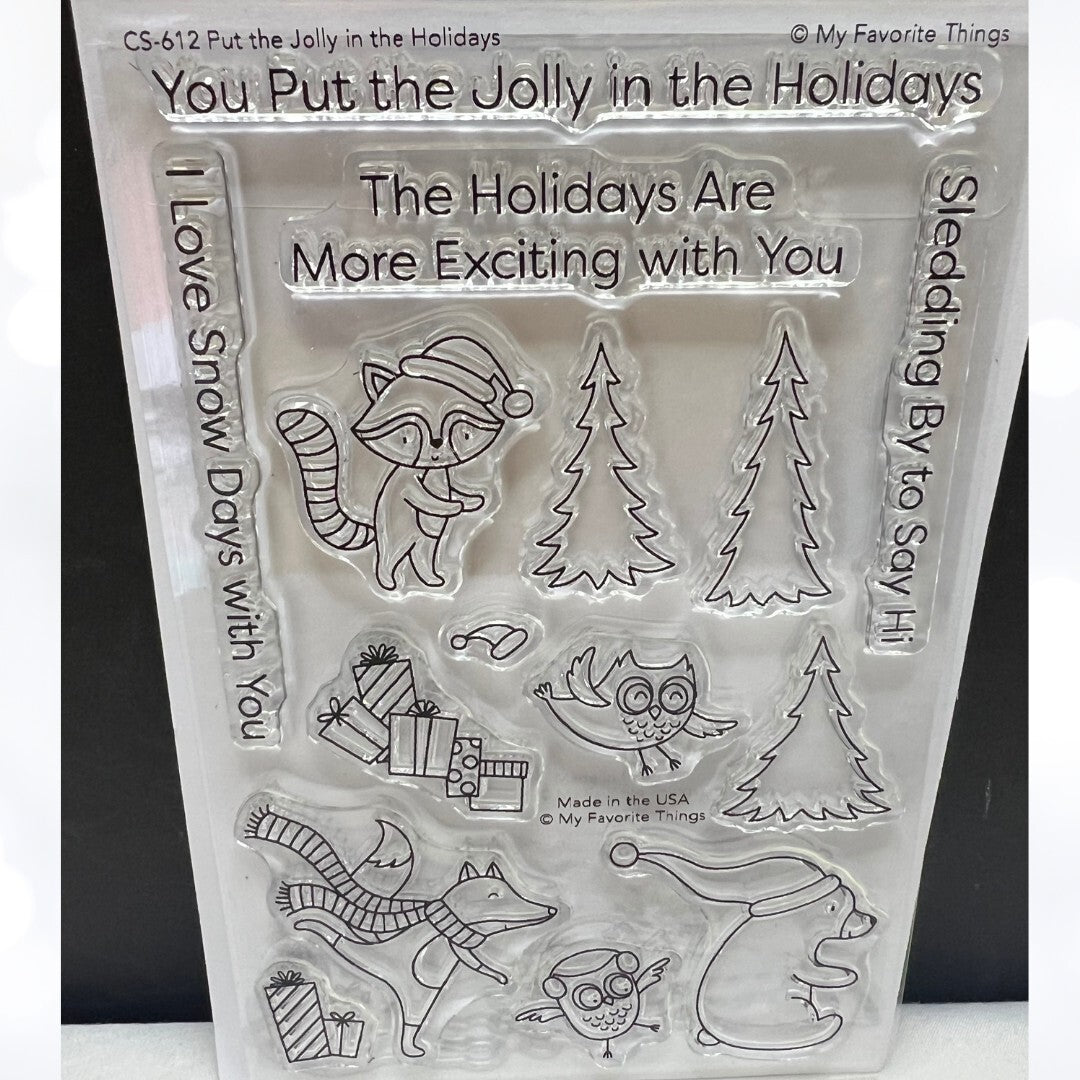 My Favorite Things JOLLY IN THE HOLIDAYS Animals Christmas Rubber Stamps Dies