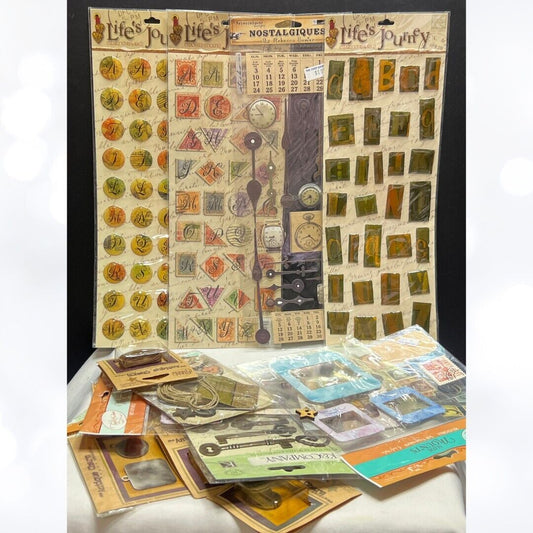 Nostalgics ART JOURNAL Mixed Media Embellishments Stickers Slides Lot of 15