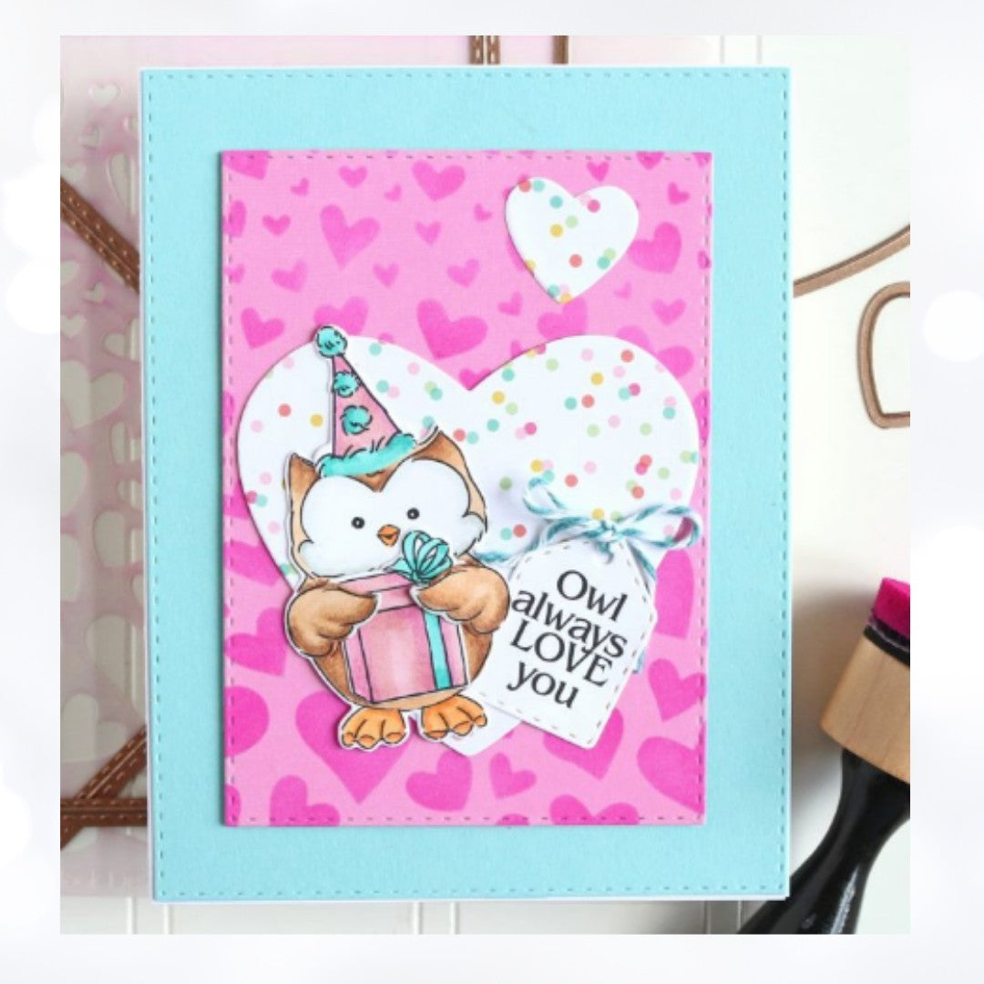 Art Impressions LOVABLE ANIMALS Valentines Rubber Stamps Dies