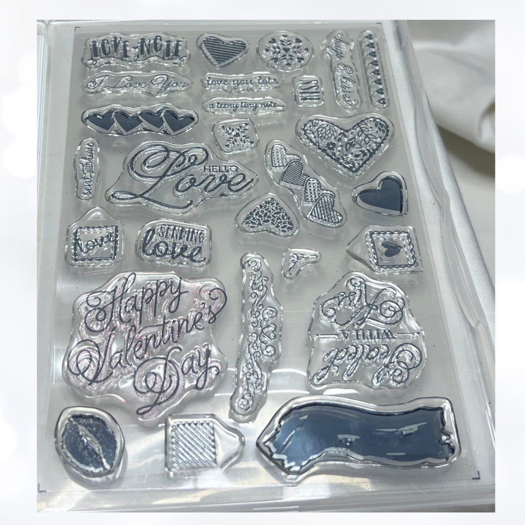 Stampin Up SEALED WITH LOVE Valentines Day Hearts Love Notes Rubber Stamps Dies