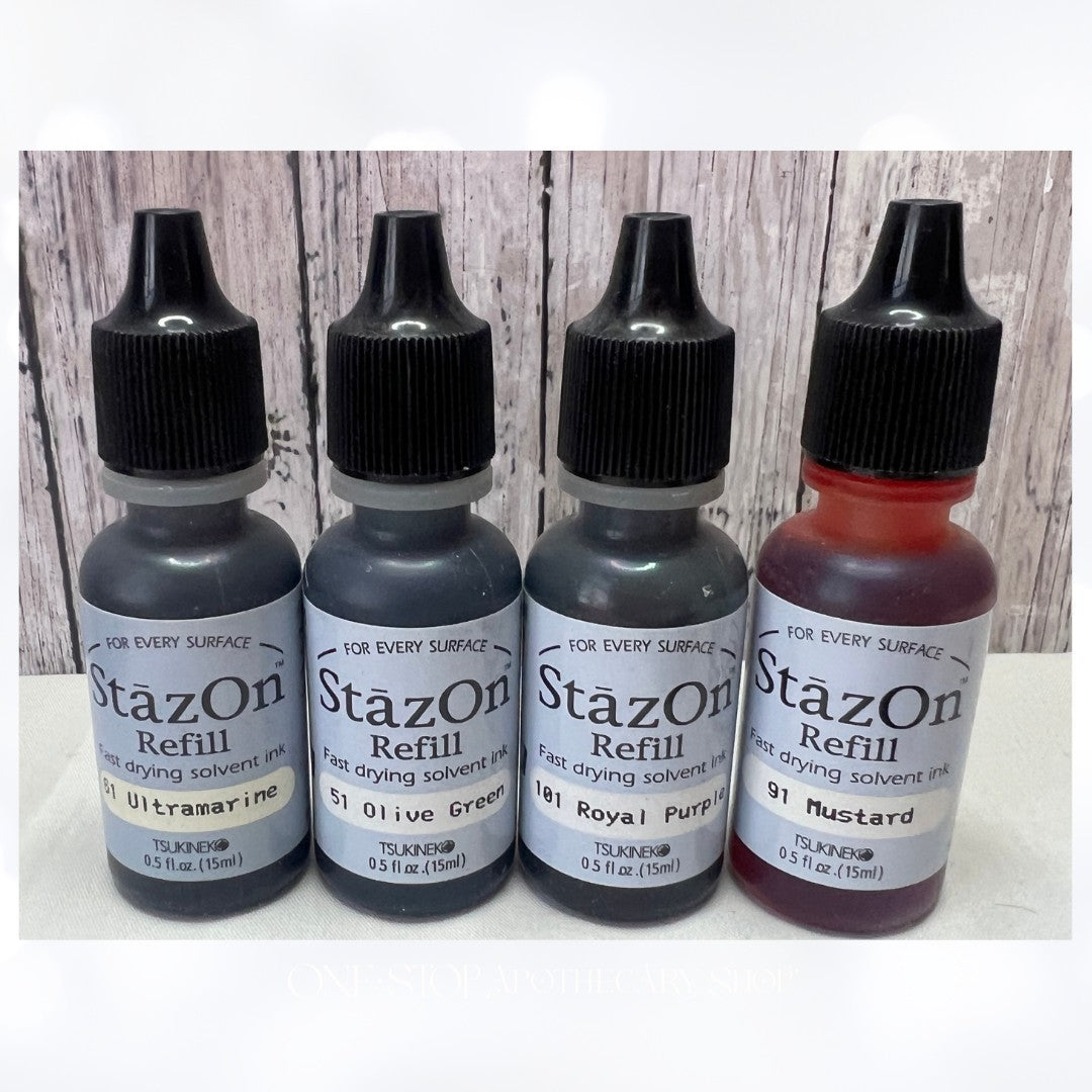 Tsukineko STAZON REFILLS Ink Pad Solvent Permanent Reinkers Lot of 7