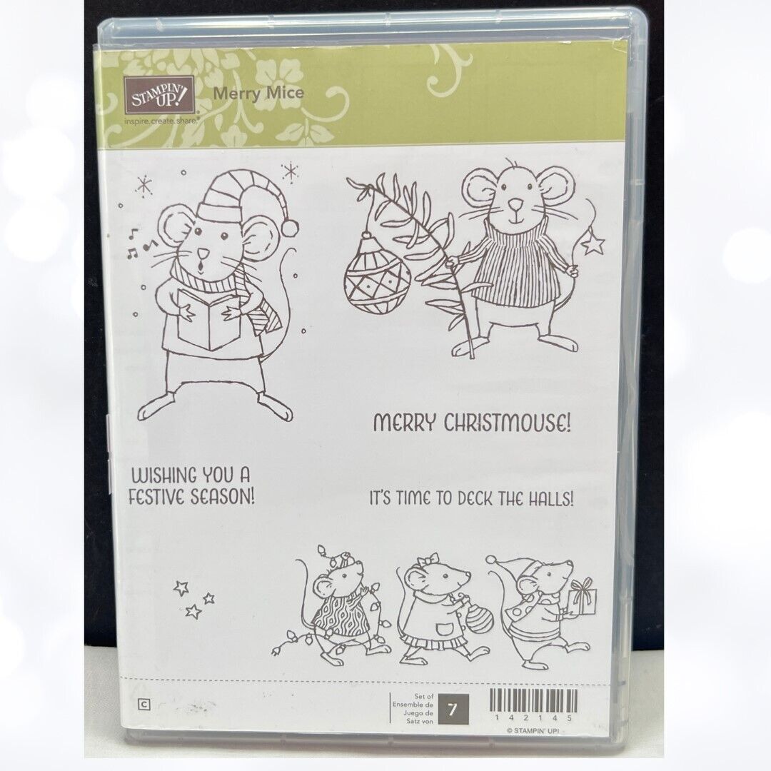 Stampin Up MERRY MICE Christmas Mouse Rubber Stamps AS IS**
