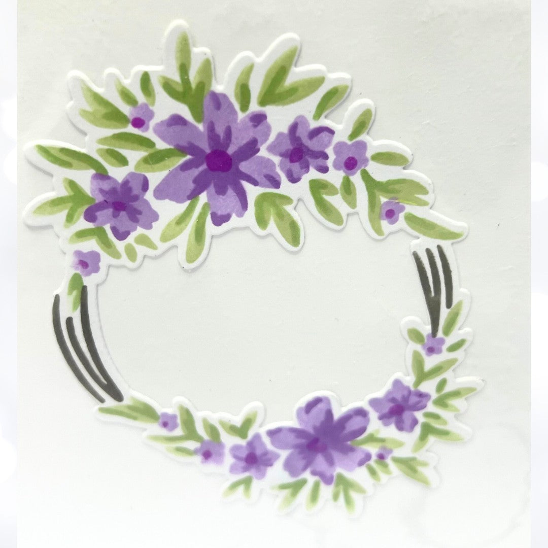 Pinkfresh Studio RUSTIC FLORAL WREATH Flowers Layering Stencils Dies