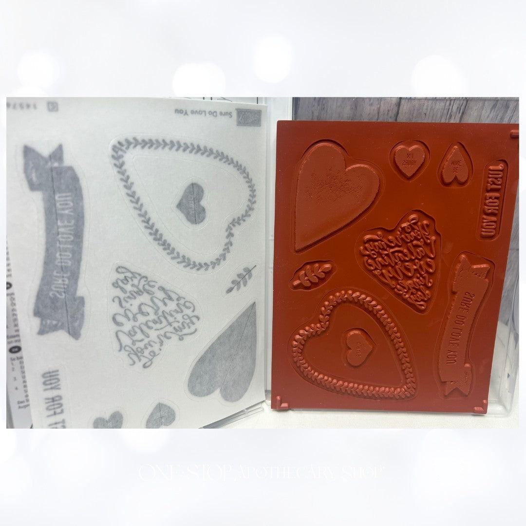 Stampin Up LOTS TO LOVE BOX Valentines Day Hearts Rubber Stamps Framelits Dies