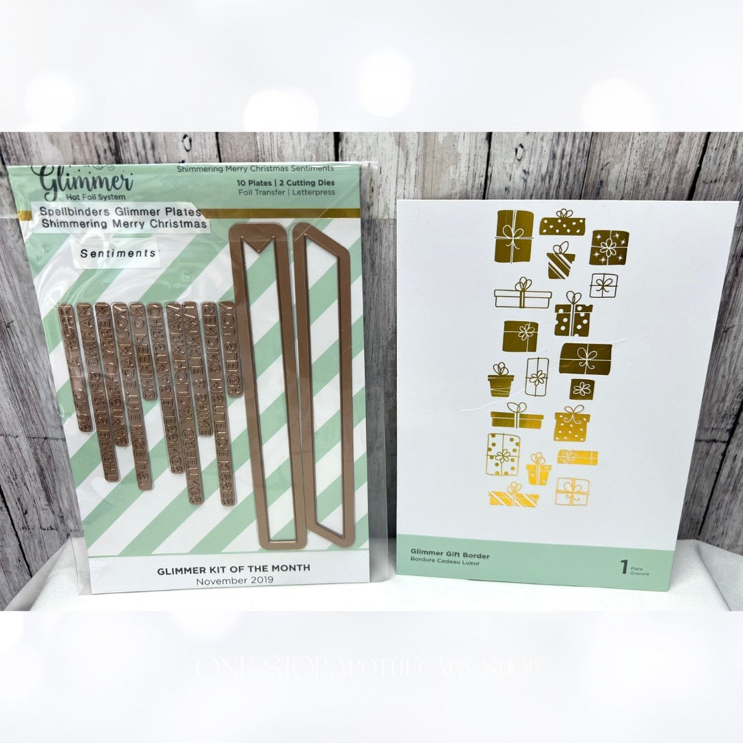 Spellbinders CHRISTMAS GLIMMER Sentiments Gifts Hot Foil Plates Lot of 3