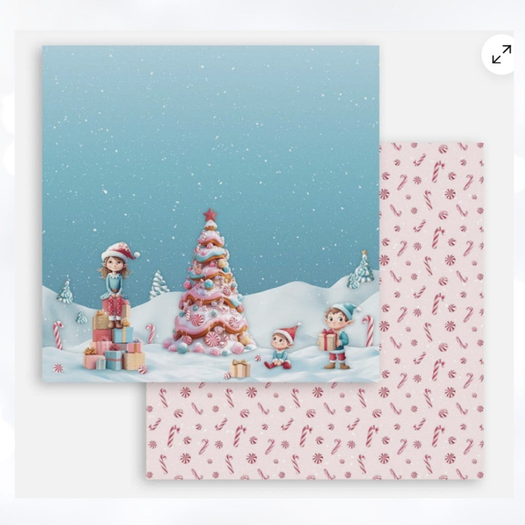Stamperia CANDY CHRISTMAS 12x12 8x8 Cardstock Papers Packs Set of 2