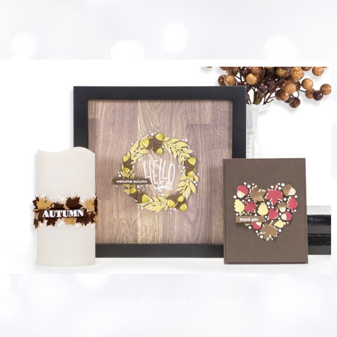 Spellbinders FALL Autumn Wreath Small Dies of the Month Sept 2017 & Oct 2018