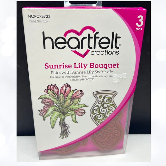 Heartfelt Creations SUNRISE LILY BOUQUET Flowers Vase Rubber Stamps
