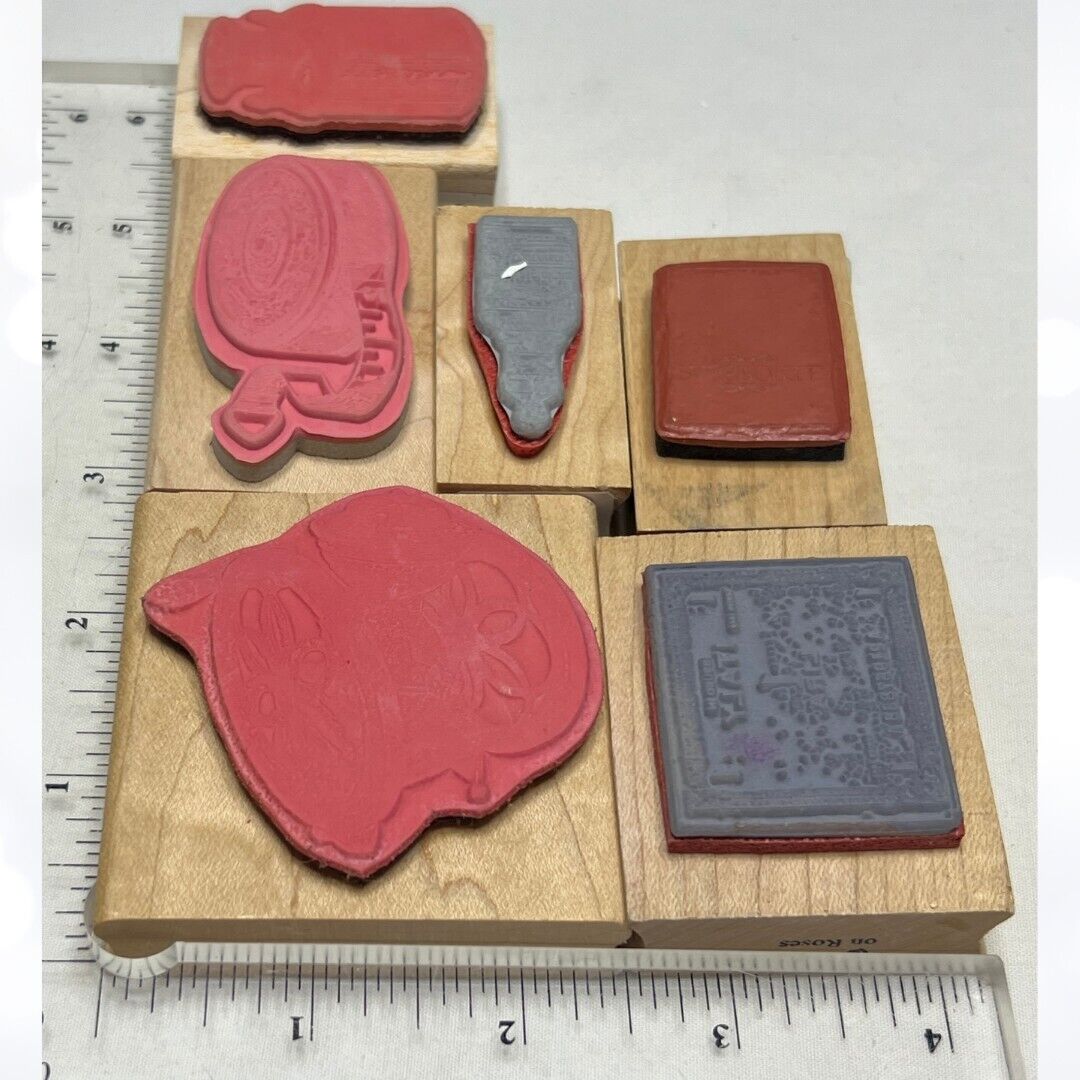 VINTAGE Art Journal Mixed Media Stamps Lot of 6