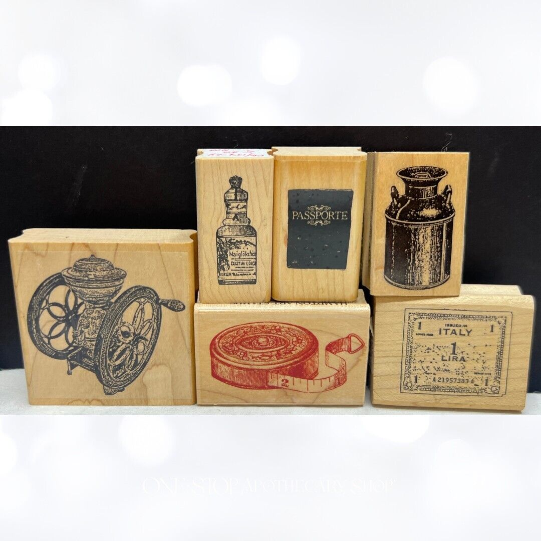 VINTAGE Art Journal Mixed Media Stamps Lot of 6