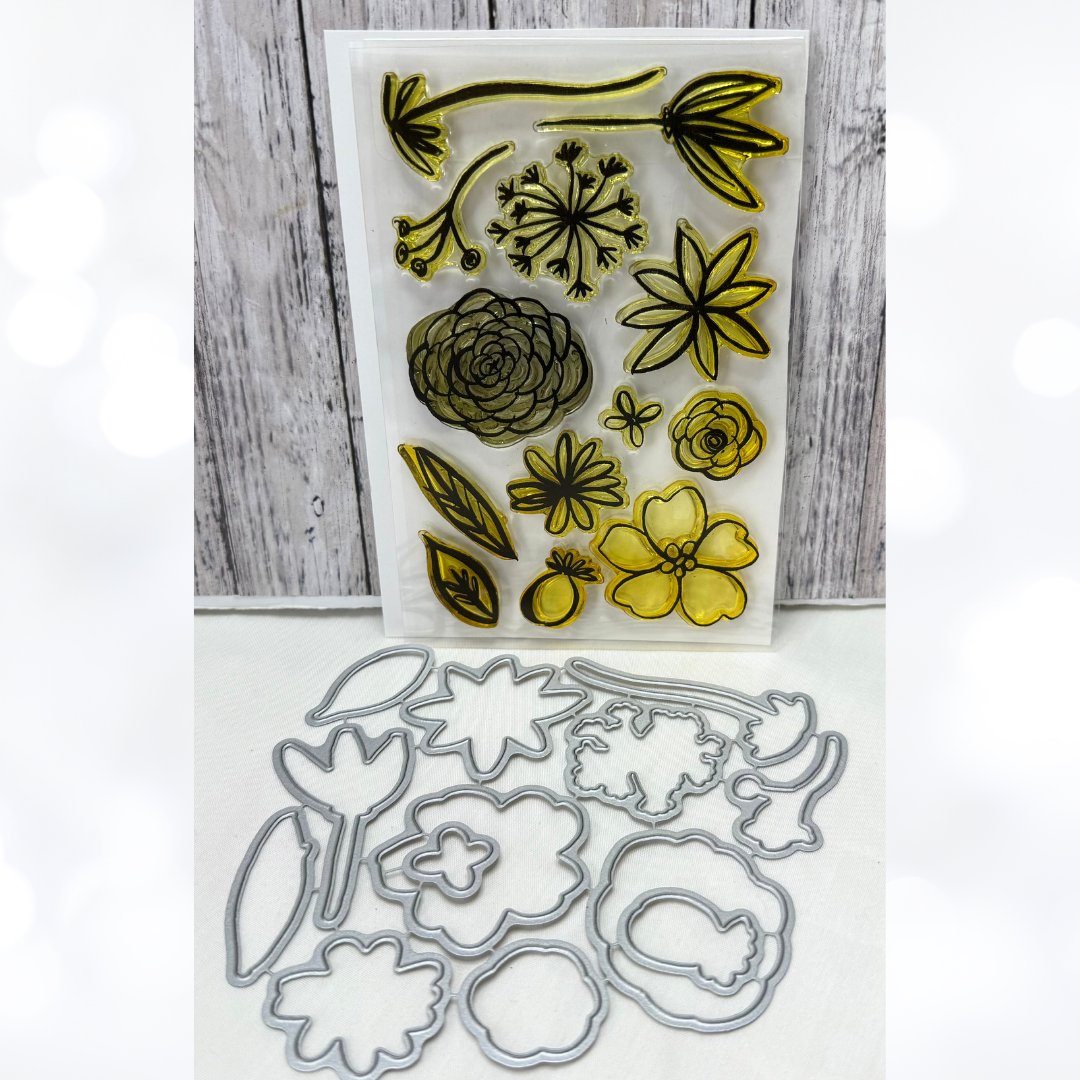 Ellen Hutson BOHEMIAN GARDEN Flowers Floral Essentials By Rubber Stamps Dies