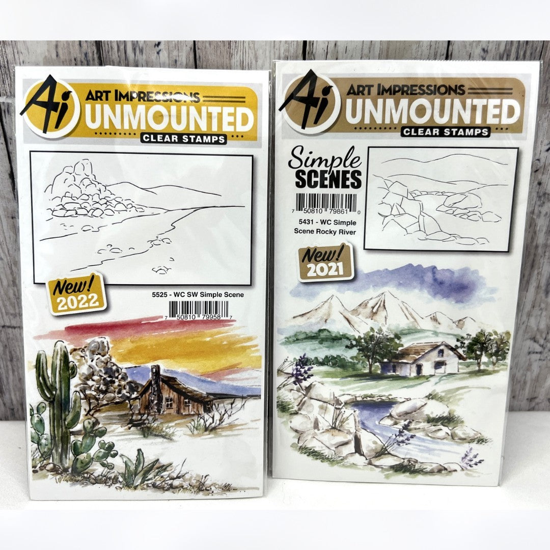 Art Impressions SIMPLE SCENE Southwest Rocky River Landscape Rubber Stamps