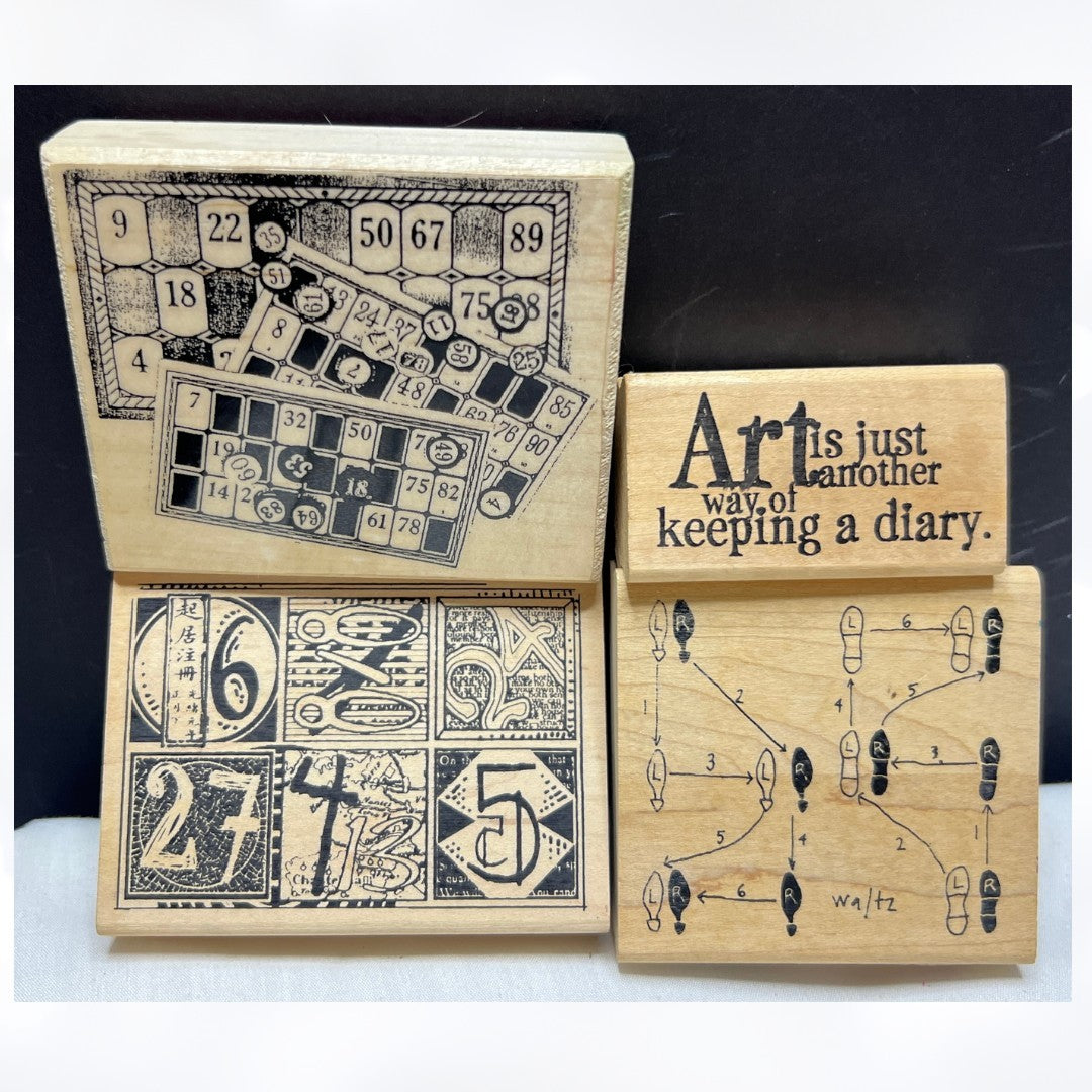 Mixed Media Stampers Anonymous Waltz Games Numbers Rubber Stamps Lot of 4