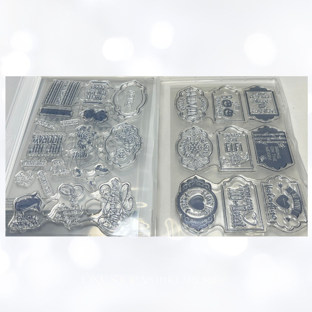 Stampin Up CELEBRATION OF TAGS Holidays Christmas Halloween Rubber Stamps Dies