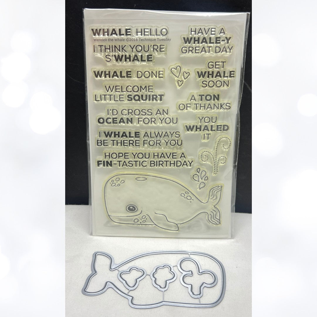 Technique Tuesday WENDALL THE WHALE Ocean Sea Funny Rubber Stamps Dies